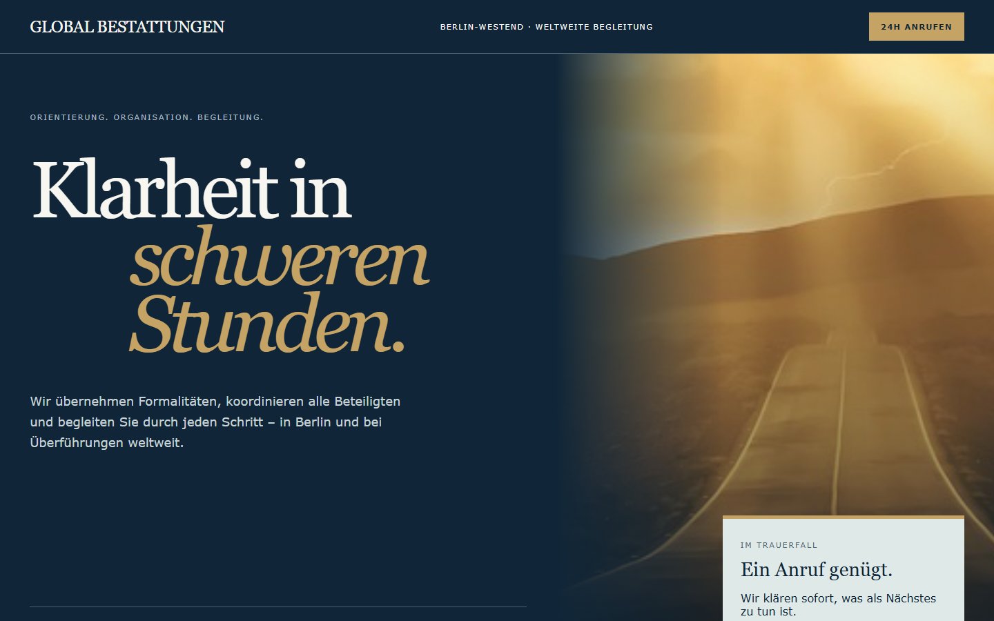 Global Bestattungen Website-Konzept